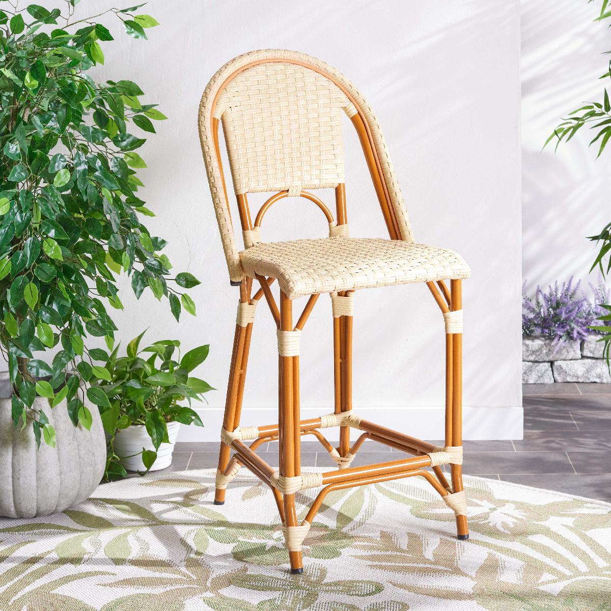 California Counter Stool | Safavieh - PAT7532 - Natural 