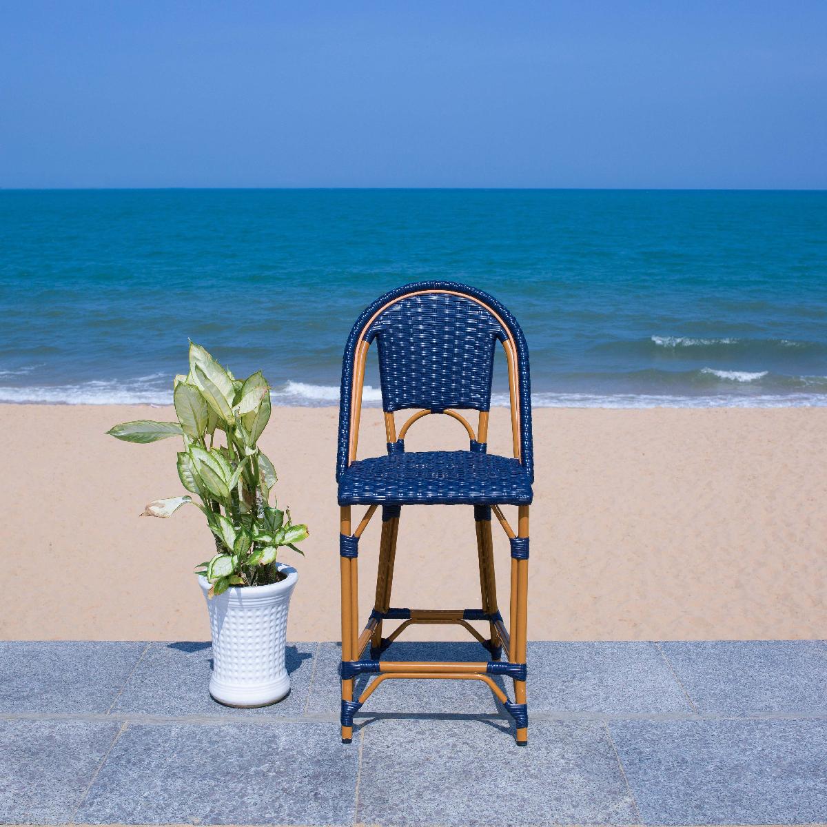 California Counter Stool | Safavieh - PAT7532 - Navy 