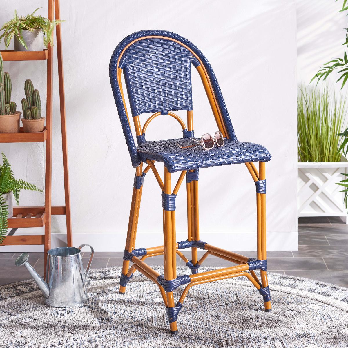 California Counter Stool | Safavieh - PAT7532 - Navy 