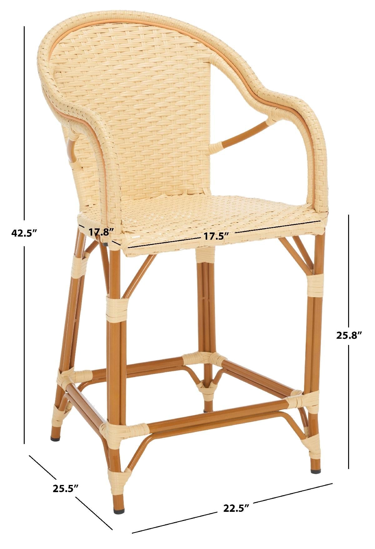 California Counter Stool W / Arms, PAT7533 - Natural 