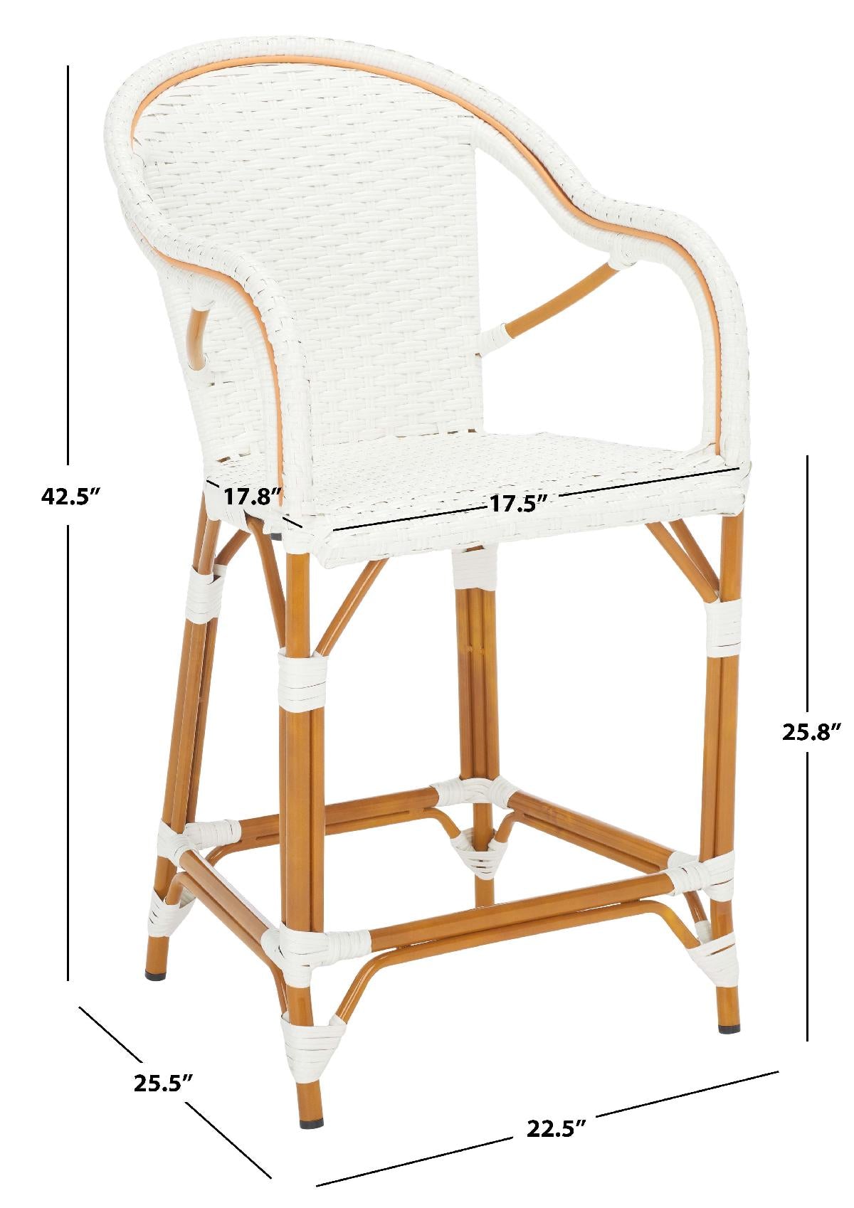 California Counter Stool W / Arms, PAT7533 - White 