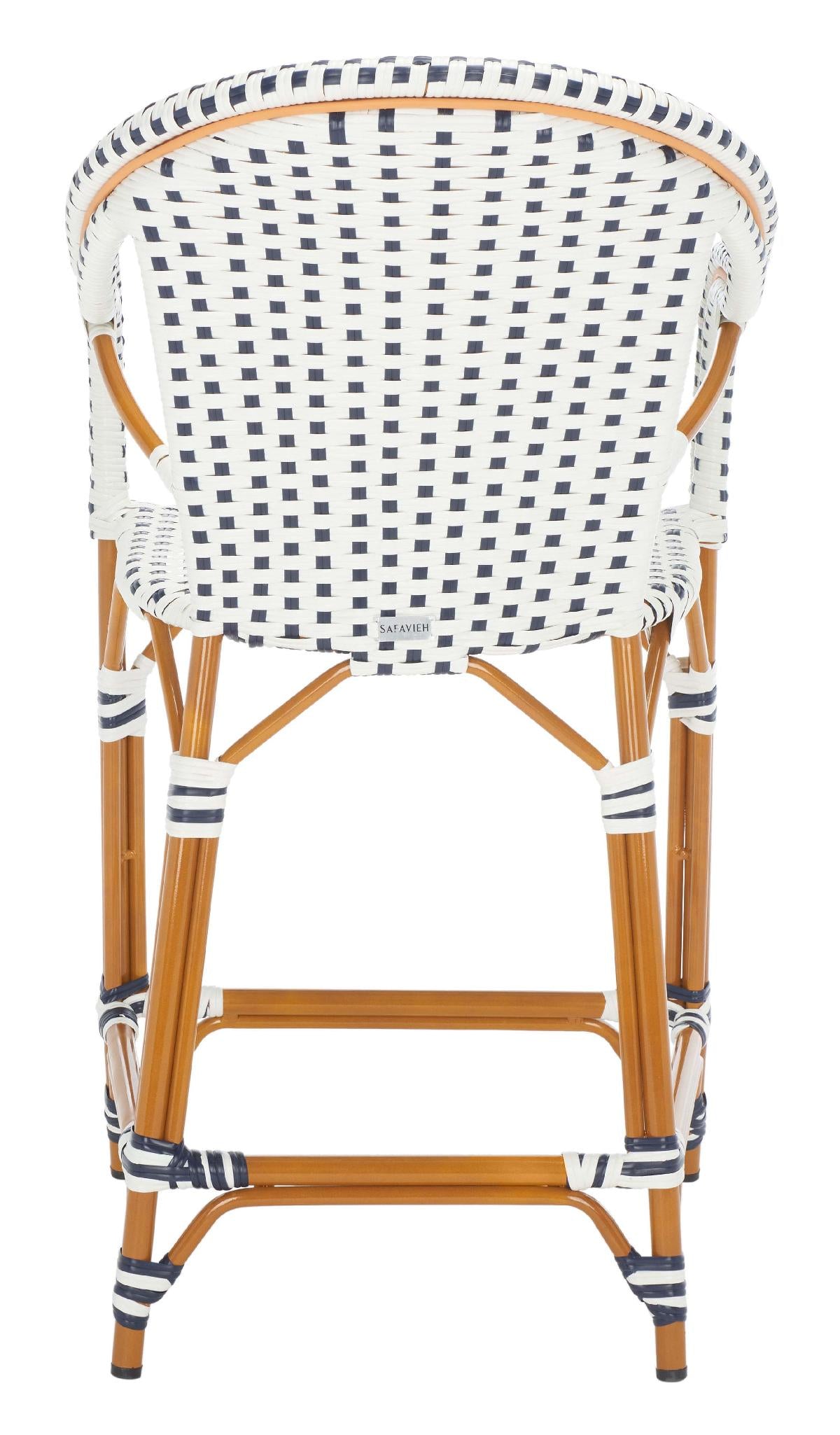 California Counter Stool W / Arms, PAT7533 - White / Navy 