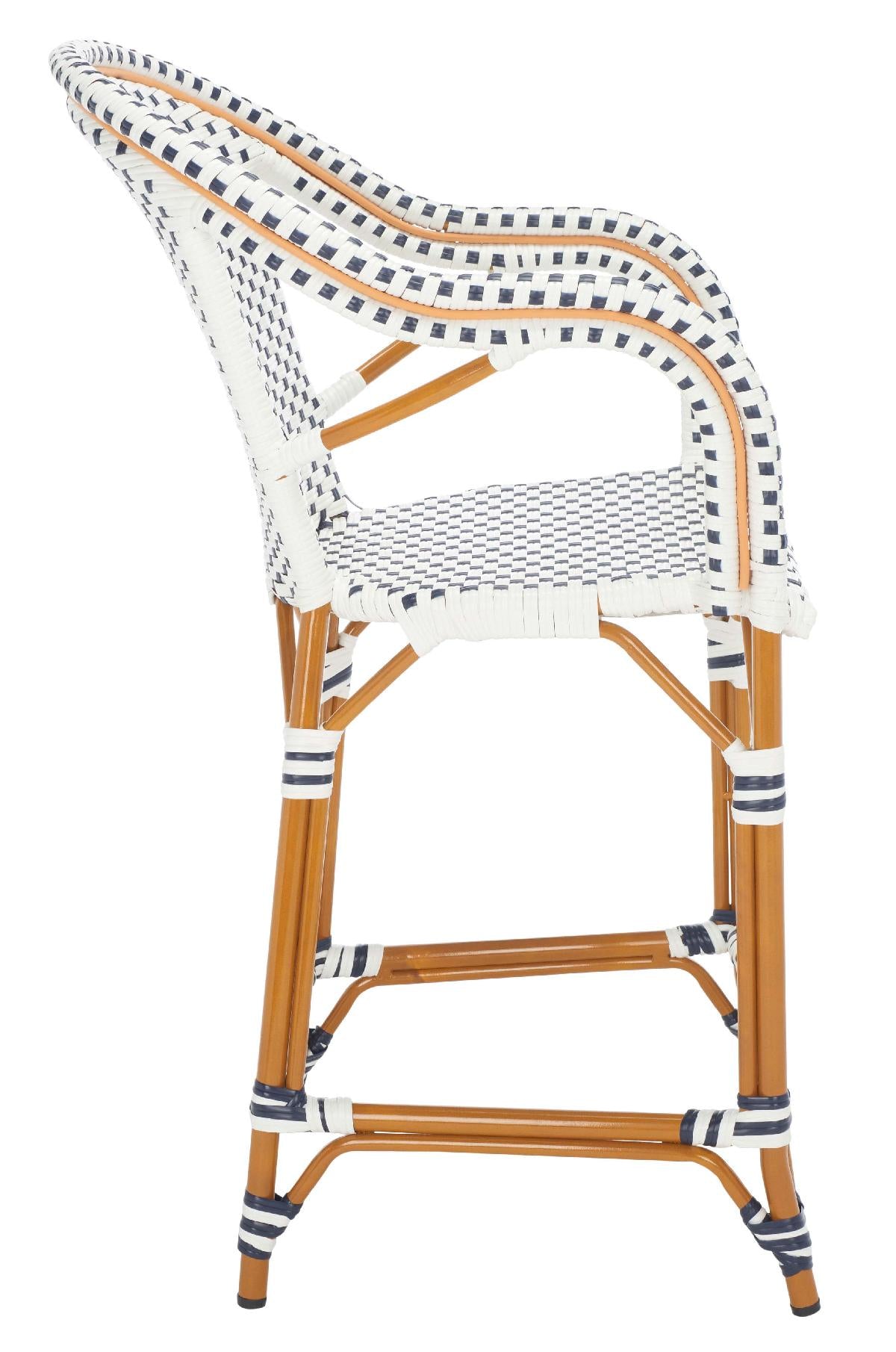 California Counter Stool W / Arms, PAT7533 - White / Navy 