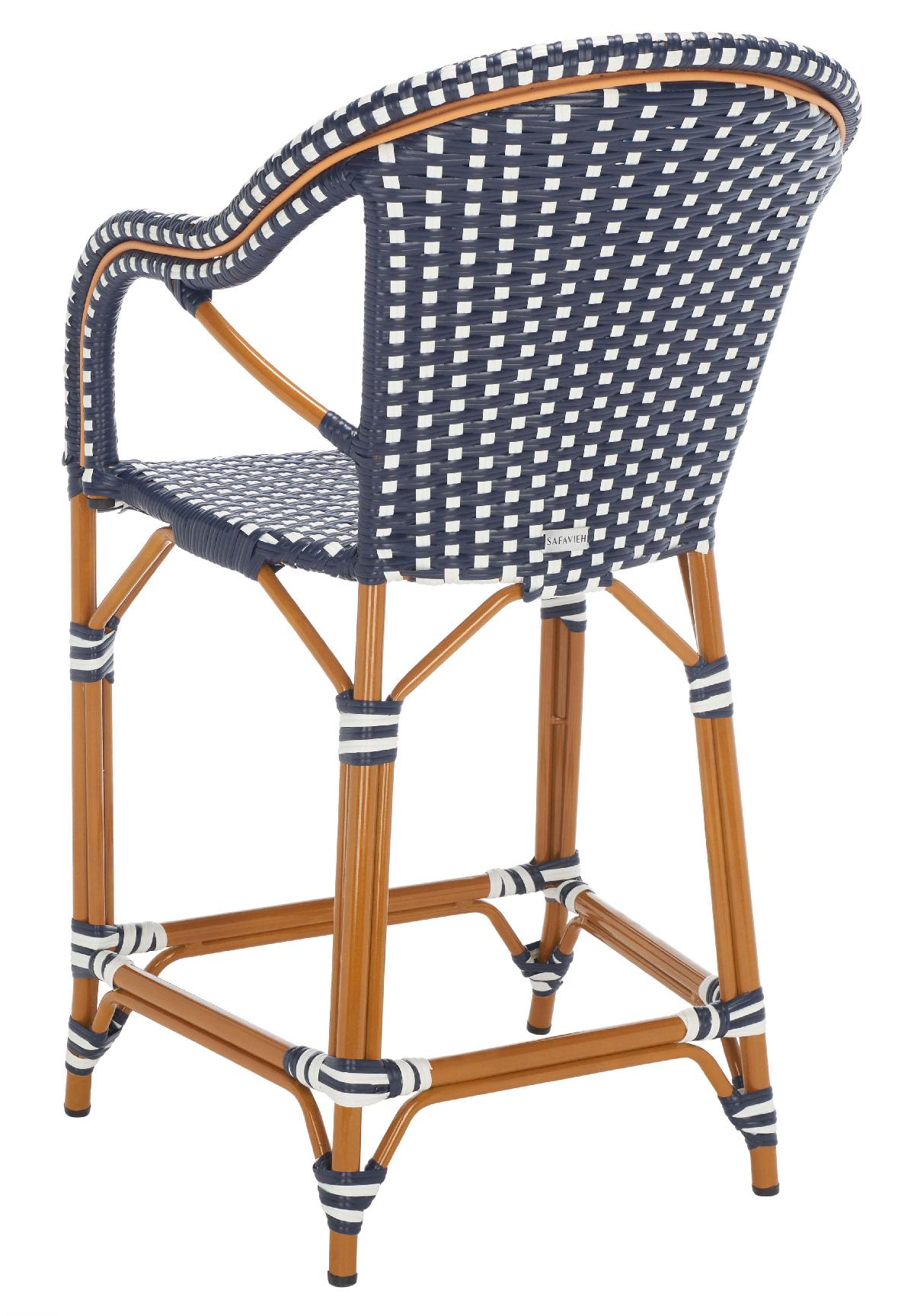 California Counter Stool W / Arms, PAT7533 - Navy / White 