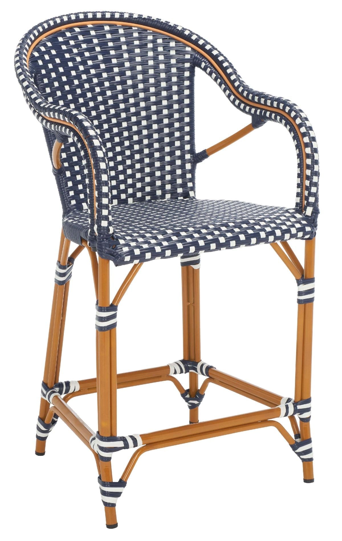 California Counter Stool W / Arms, PAT7533 - Navy / White 