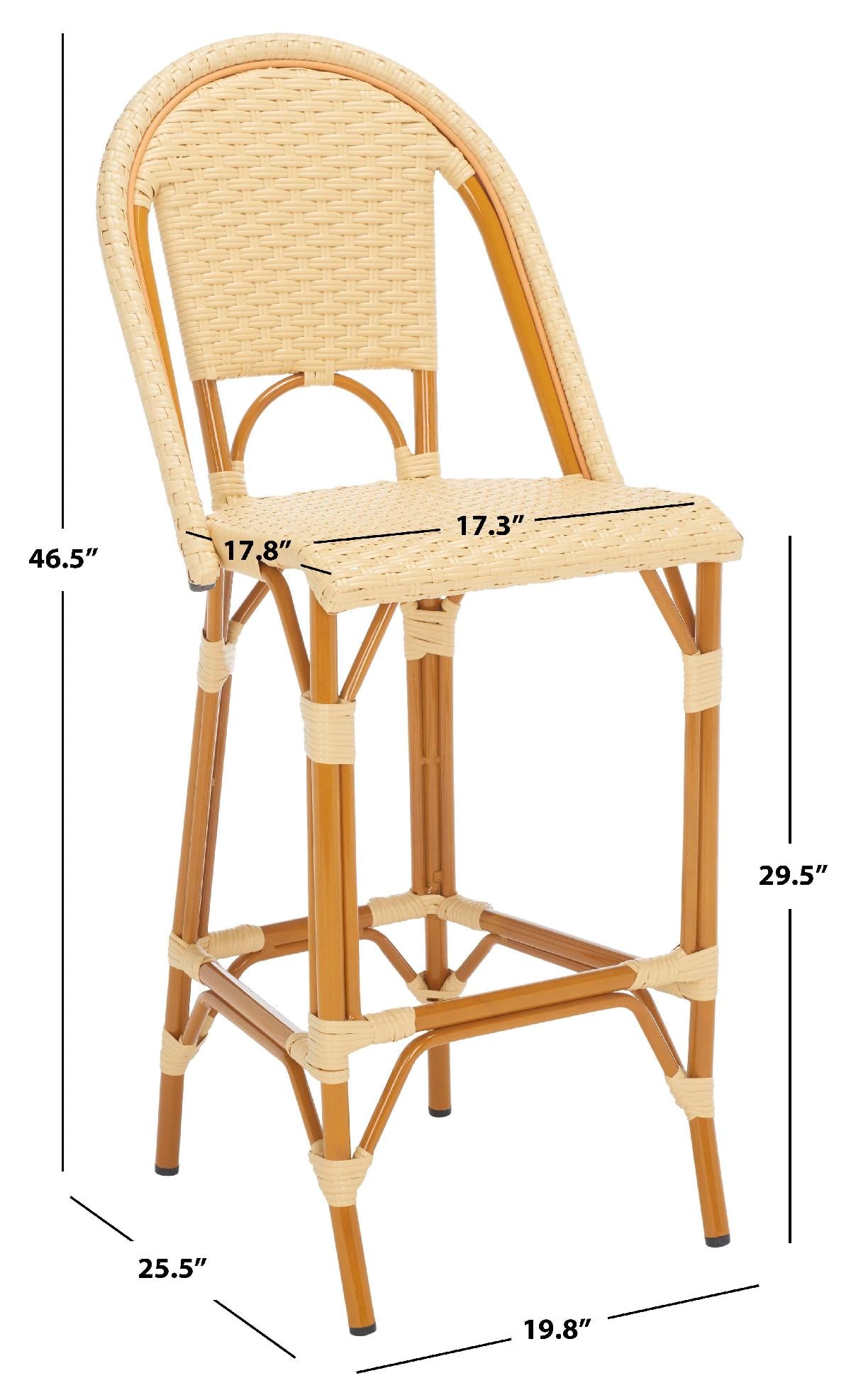 California Bar Stool | Safavieh - PAT7534 - Natural 