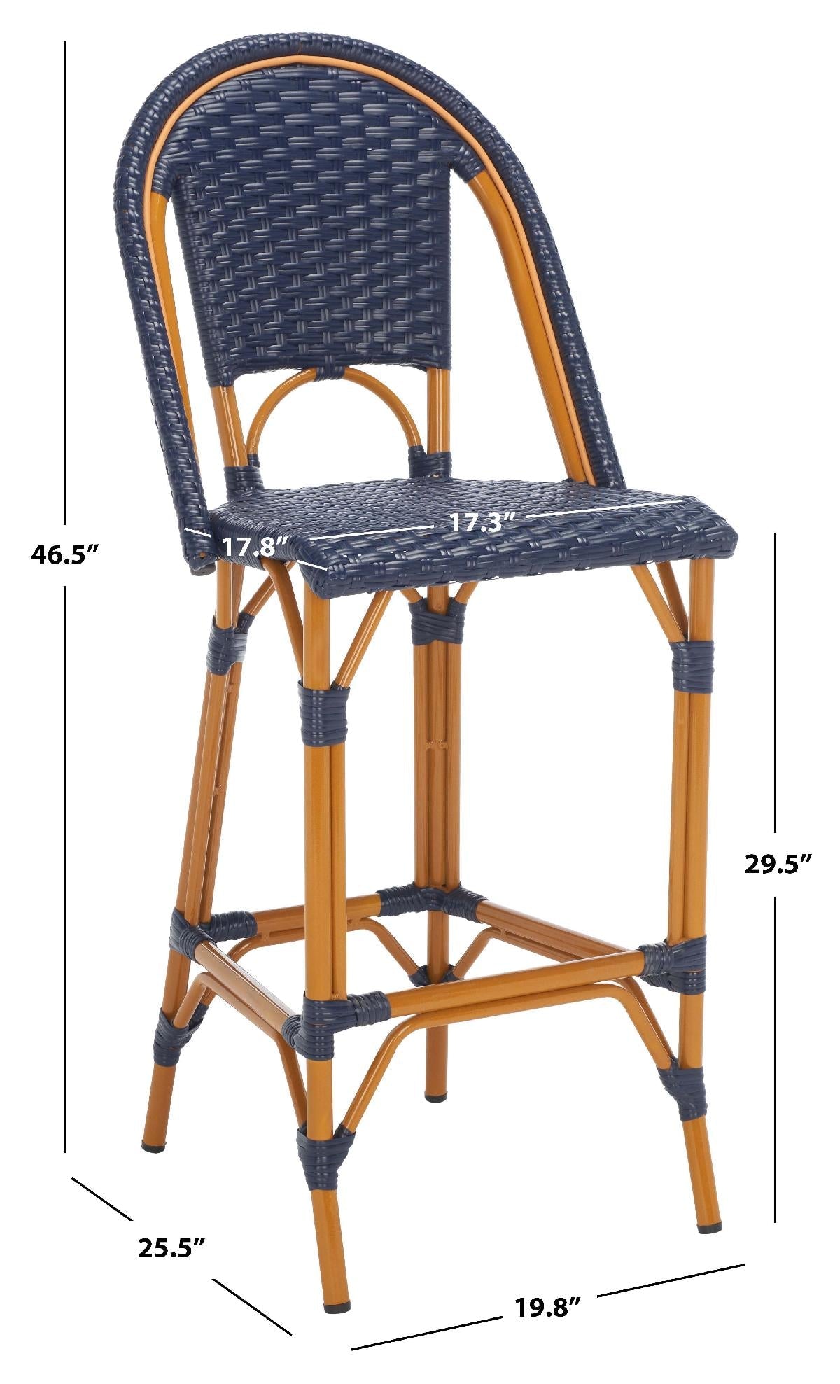 California Bar Stool | Safavieh - PAT7534 - Navy 