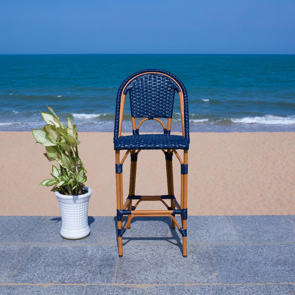 California Bar Stool | Safavieh - PAT7534 - Navy 