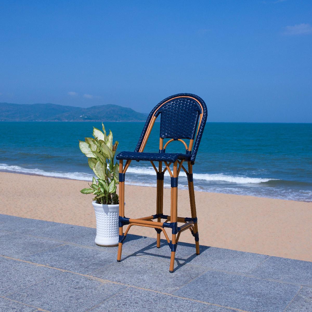 California Bar Stool | Safavieh - PAT7534 - Navy 