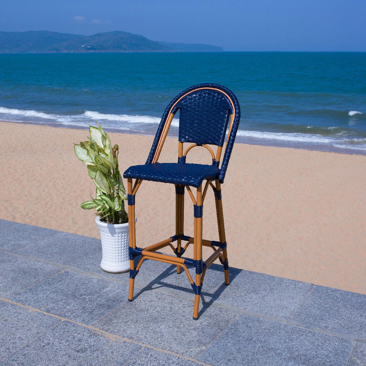 California Bar Stool | Safavieh - PAT7534 - Navy 