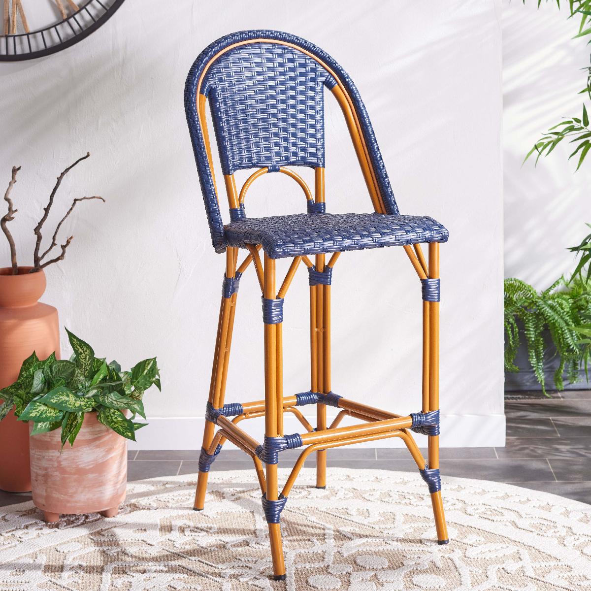 California Bar Stool | Safavieh - PAT7534 - Navy 