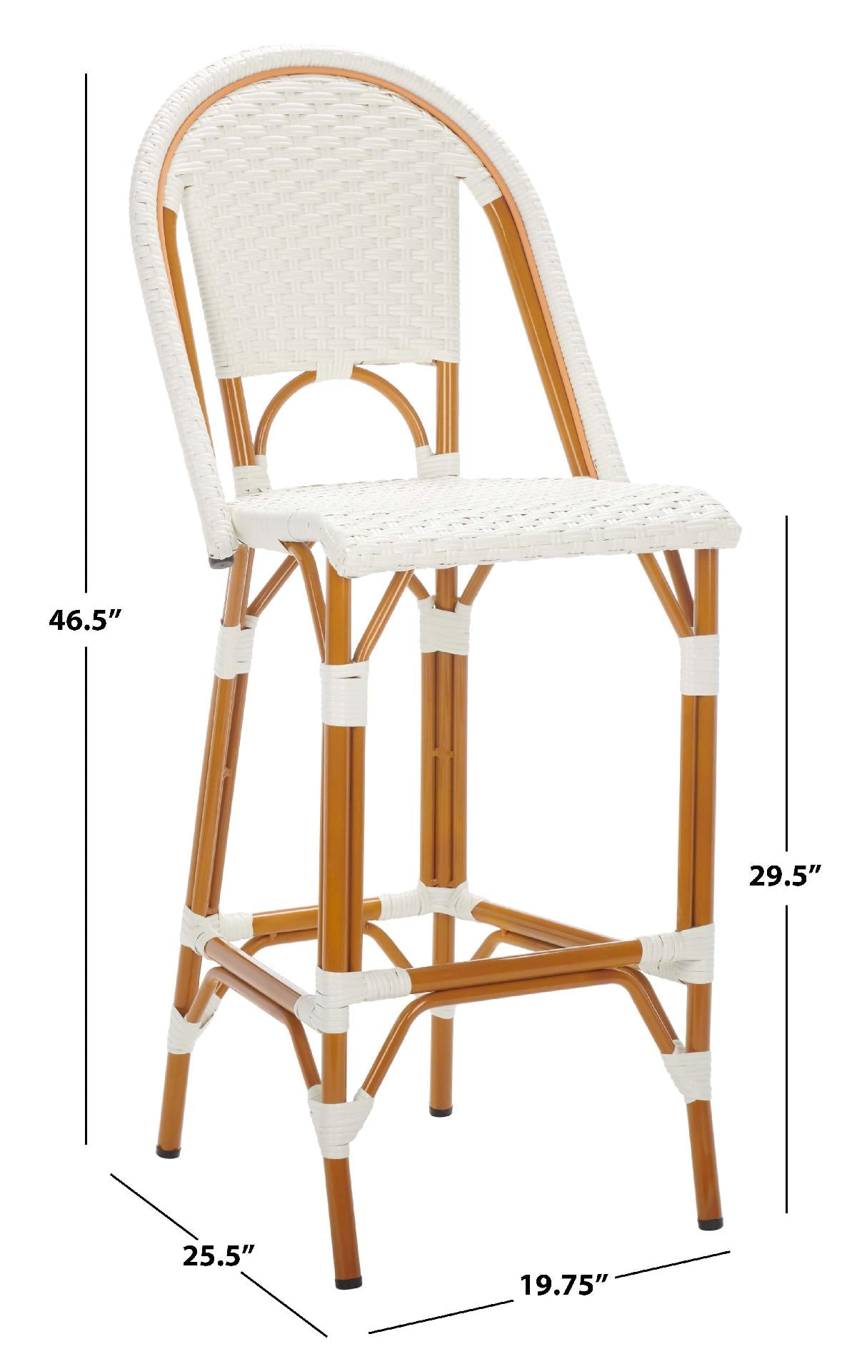 California Bar Stool | Safavieh - PAT7534 - White 