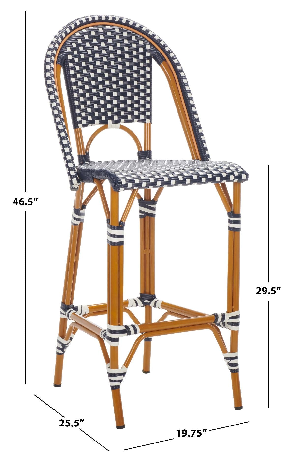 California Bar Stool | Safavieh - PAT7534 - Navy / White 