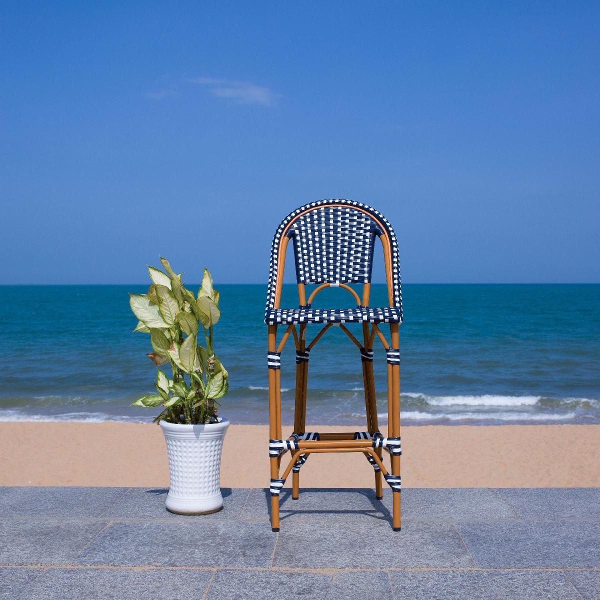 California Bar Stool | Safavieh - PAT7534 - Navy / White 