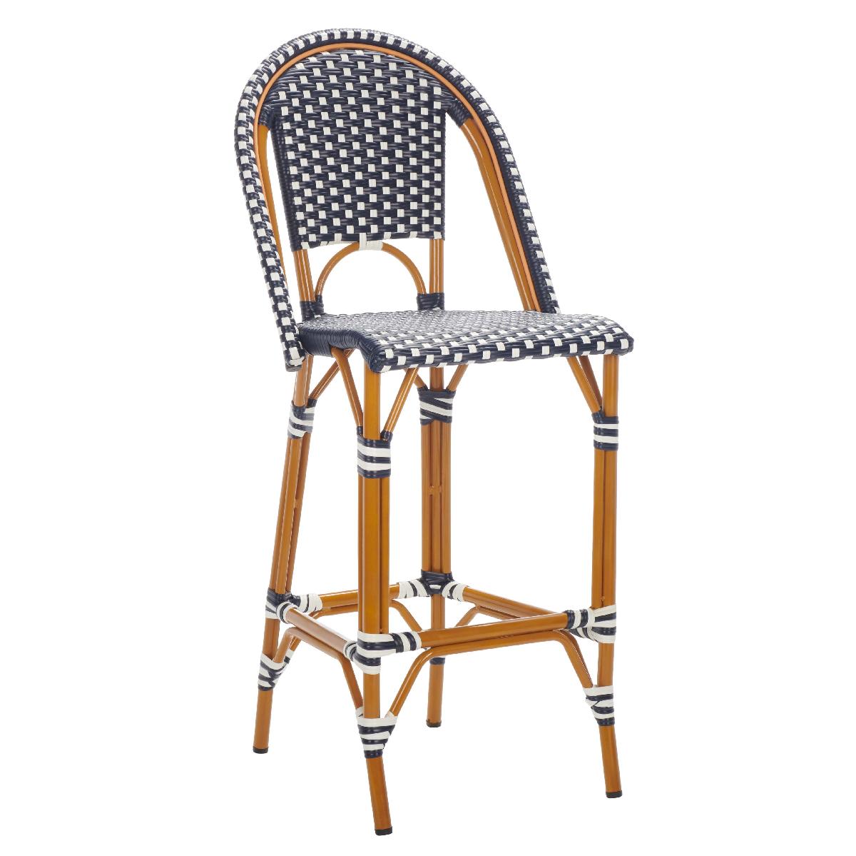 California Bar Stool | Safavieh - PAT7534 - Navy / White 