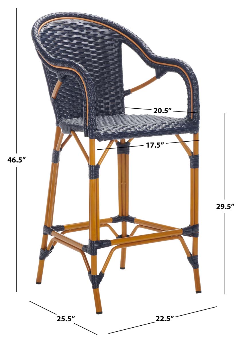 California Bar Stool | Safavieh - PAT7535 - Navy