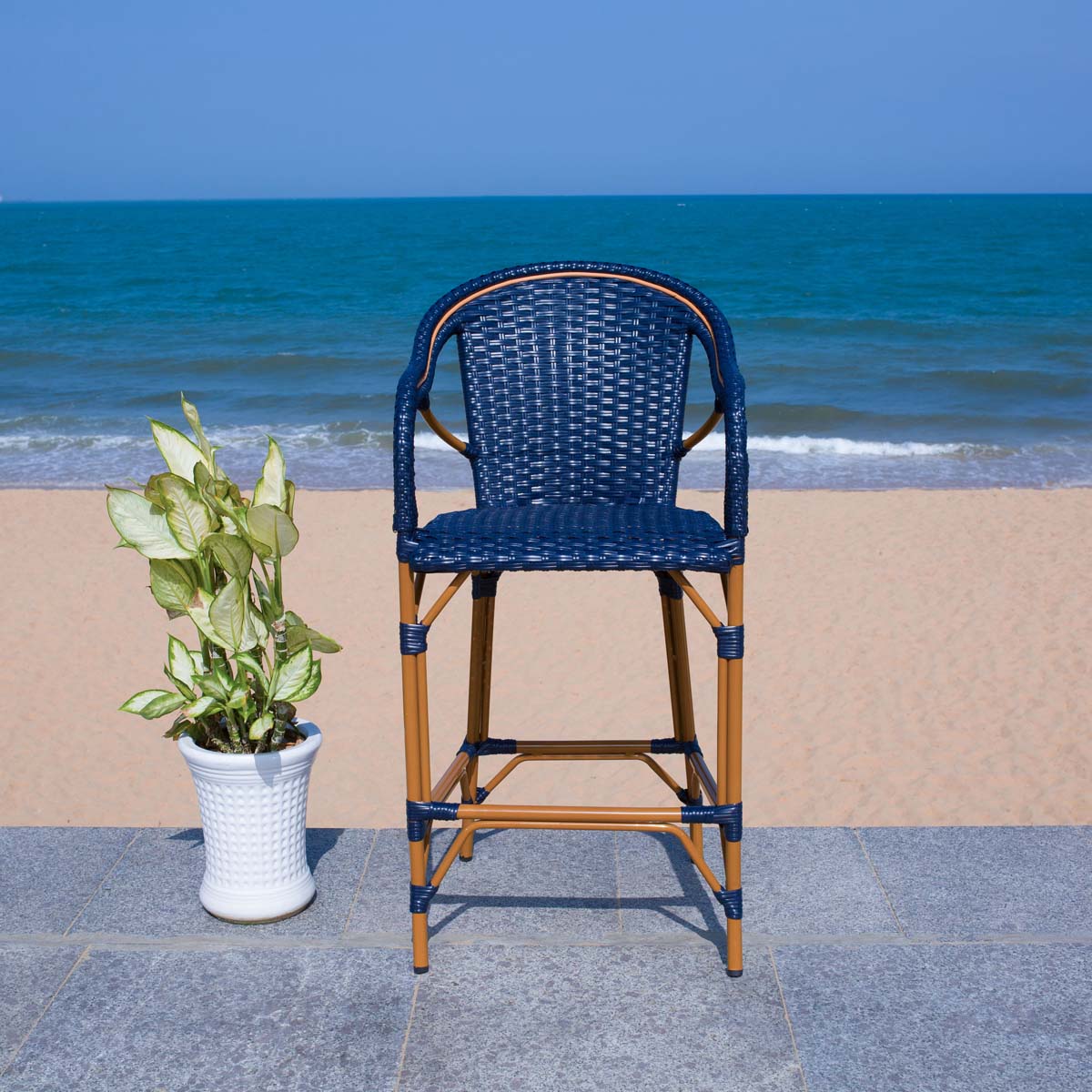 California Bar Stool | Safavieh - PAT7535 - Navy