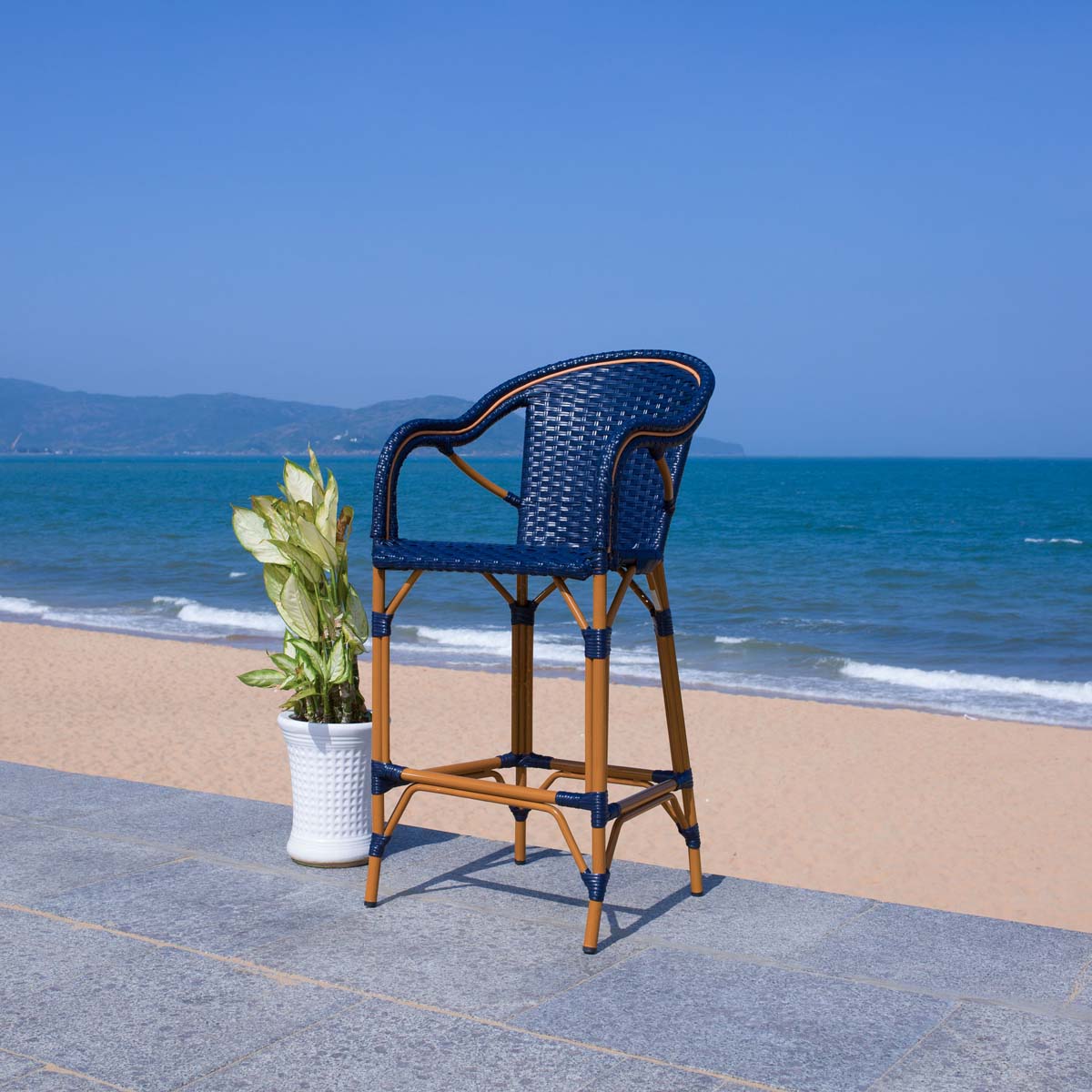 California Bar Stool | Safavieh - PAT7535 - Navy