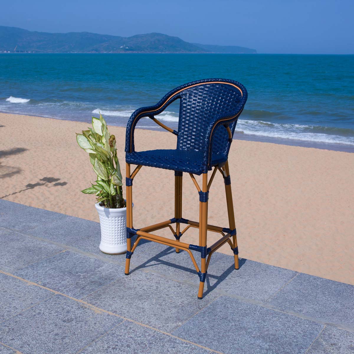 California Bar Stool | Safavieh - PAT7535 - Navy