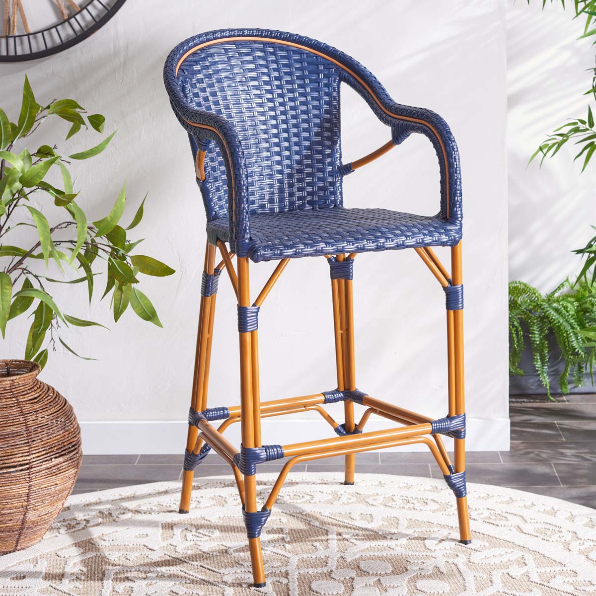 California Bar Stool | Safavieh - PAT7535 - Navy