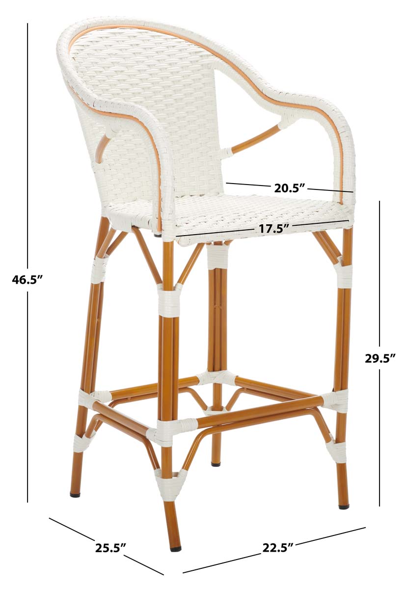 California Bar Stool | Safavieh - PAT7535 - White