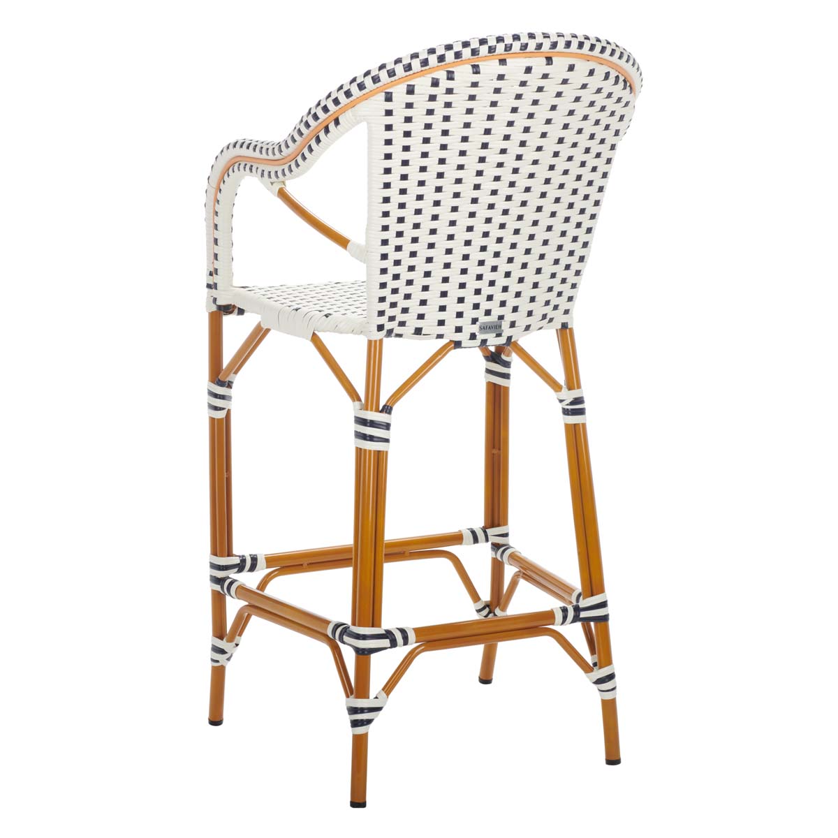 California Bar Stool | Safavieh - PAT7535 - White / Navy