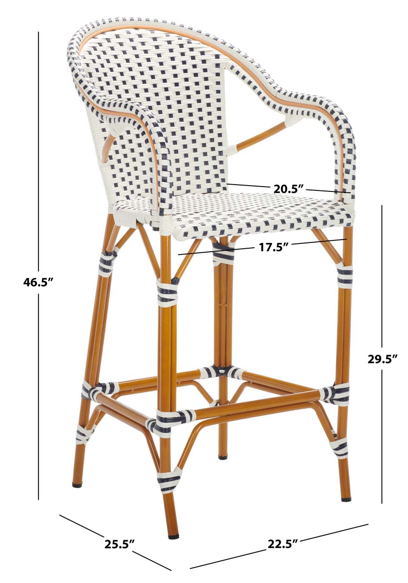 California Bar Stool | Safavieh - PAT7535 - White / Navy