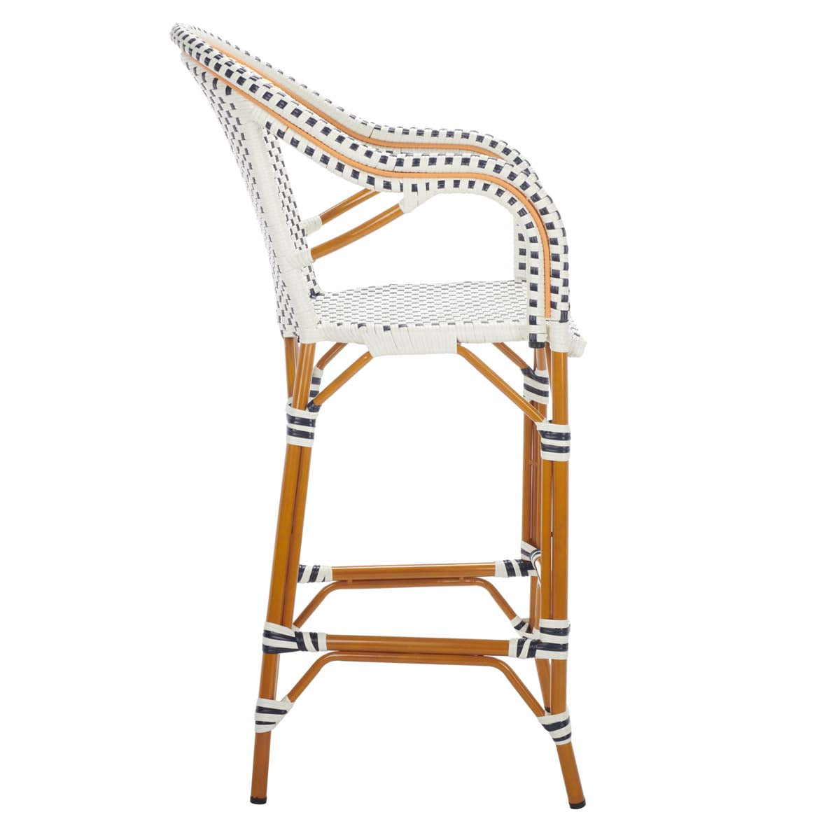 California Bar Stool | Safavieh - PAT7535 - White / Navy