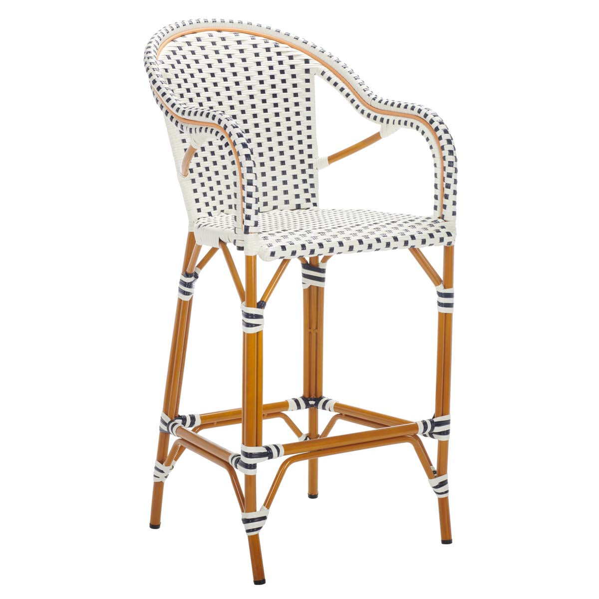 California Bar Stool | Safavieh - PAT7535 - White / Navy