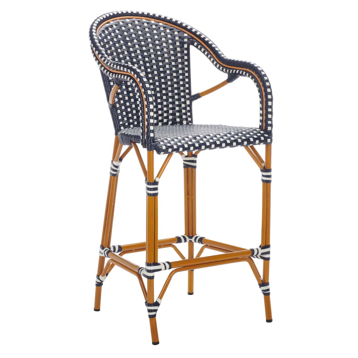 California Bar Stool | Safavieh - PAT7535 - Navy / White