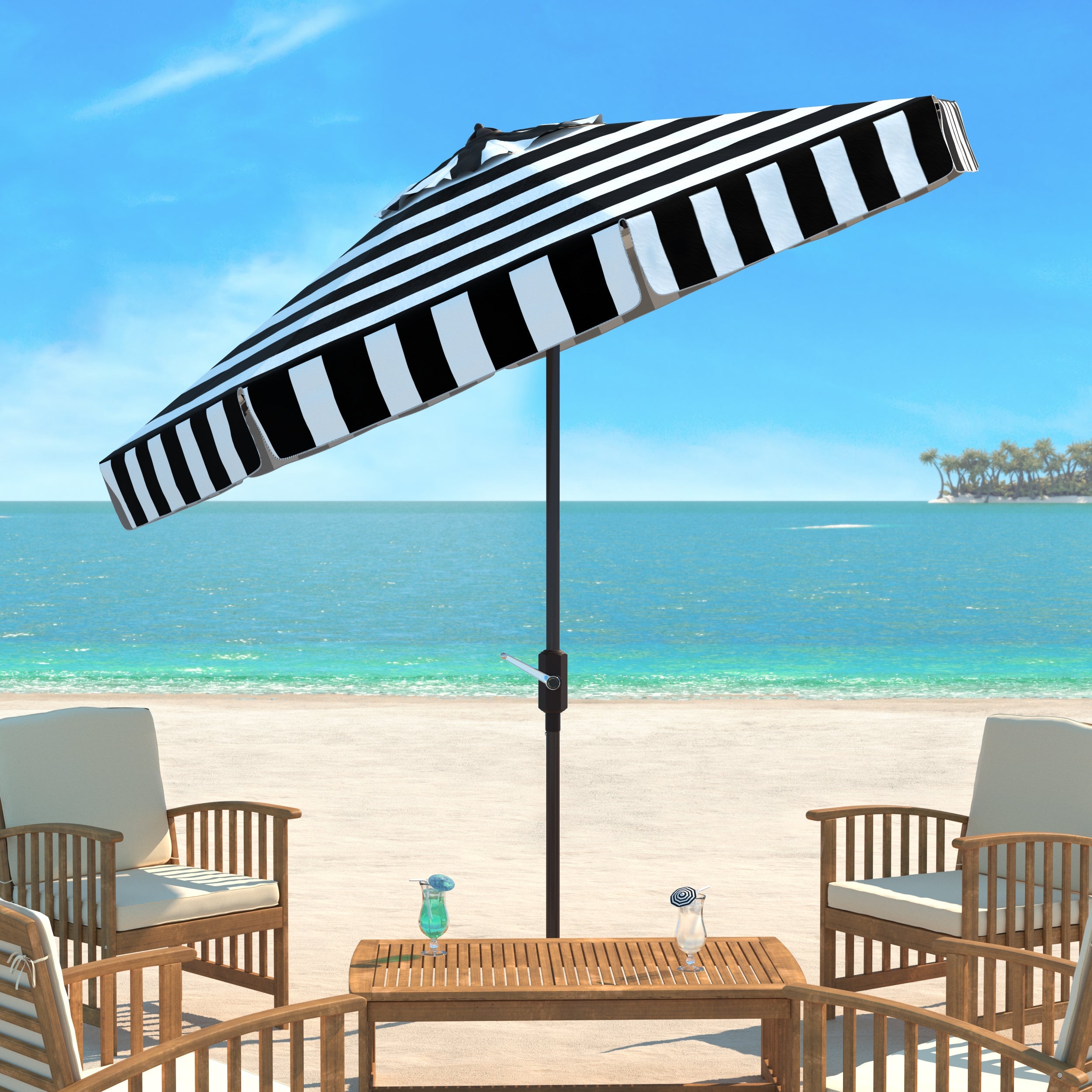 uv-resistant-elsa-fashion-line-9ft-auto-umbrella-safavieh-pat8003-Black / White