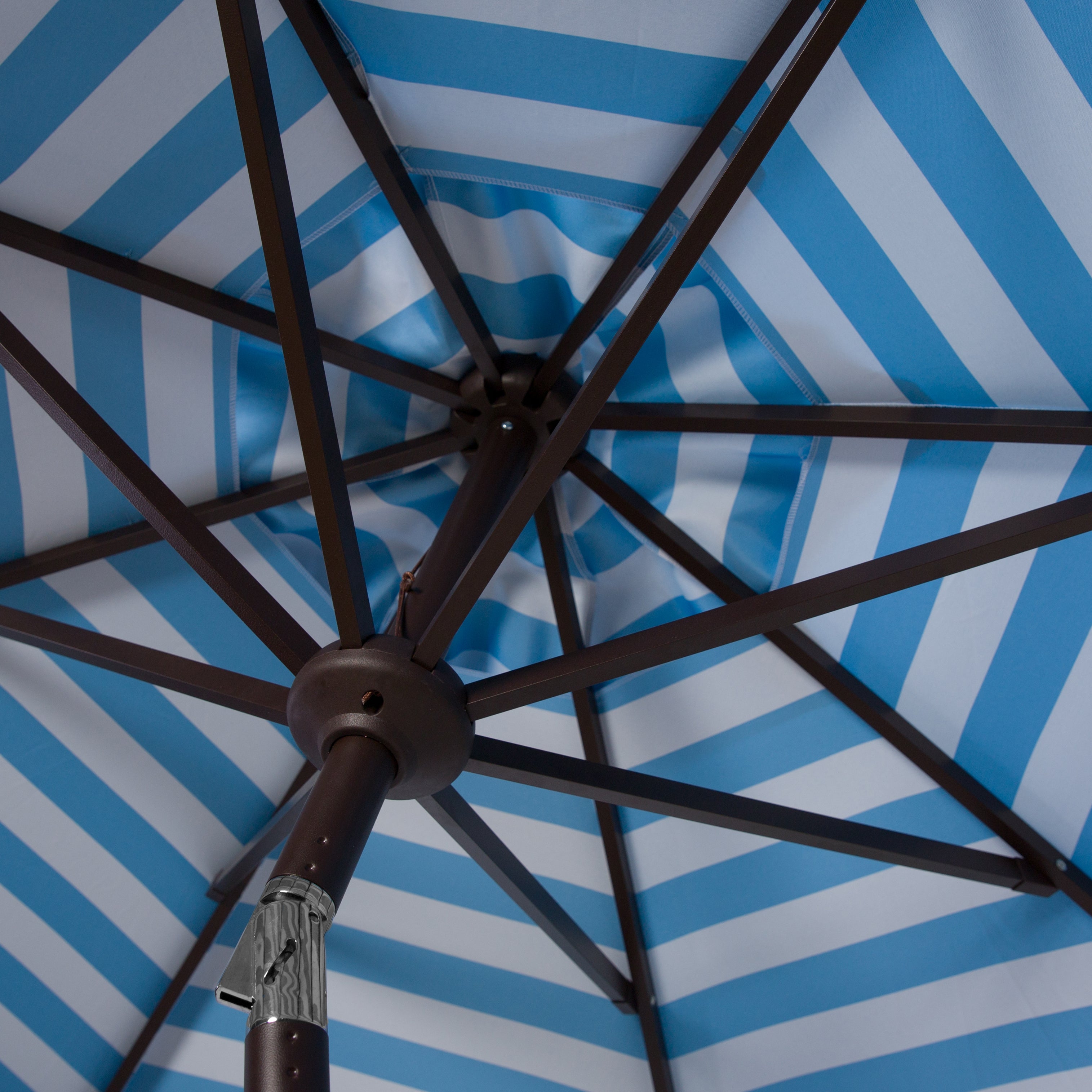 athens-inside-out-striped-9ft-crank-outdoor-auto-umbrella-safavieh-pat8007-Baby Blue / White