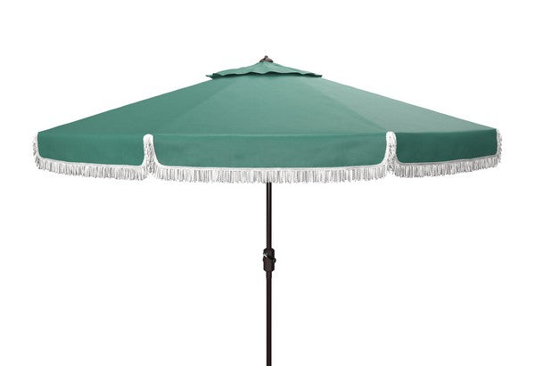 milan-fringe-9ft-crank-outdoor-push-button-umbrella-safavieh-pat8008-Hunter Green