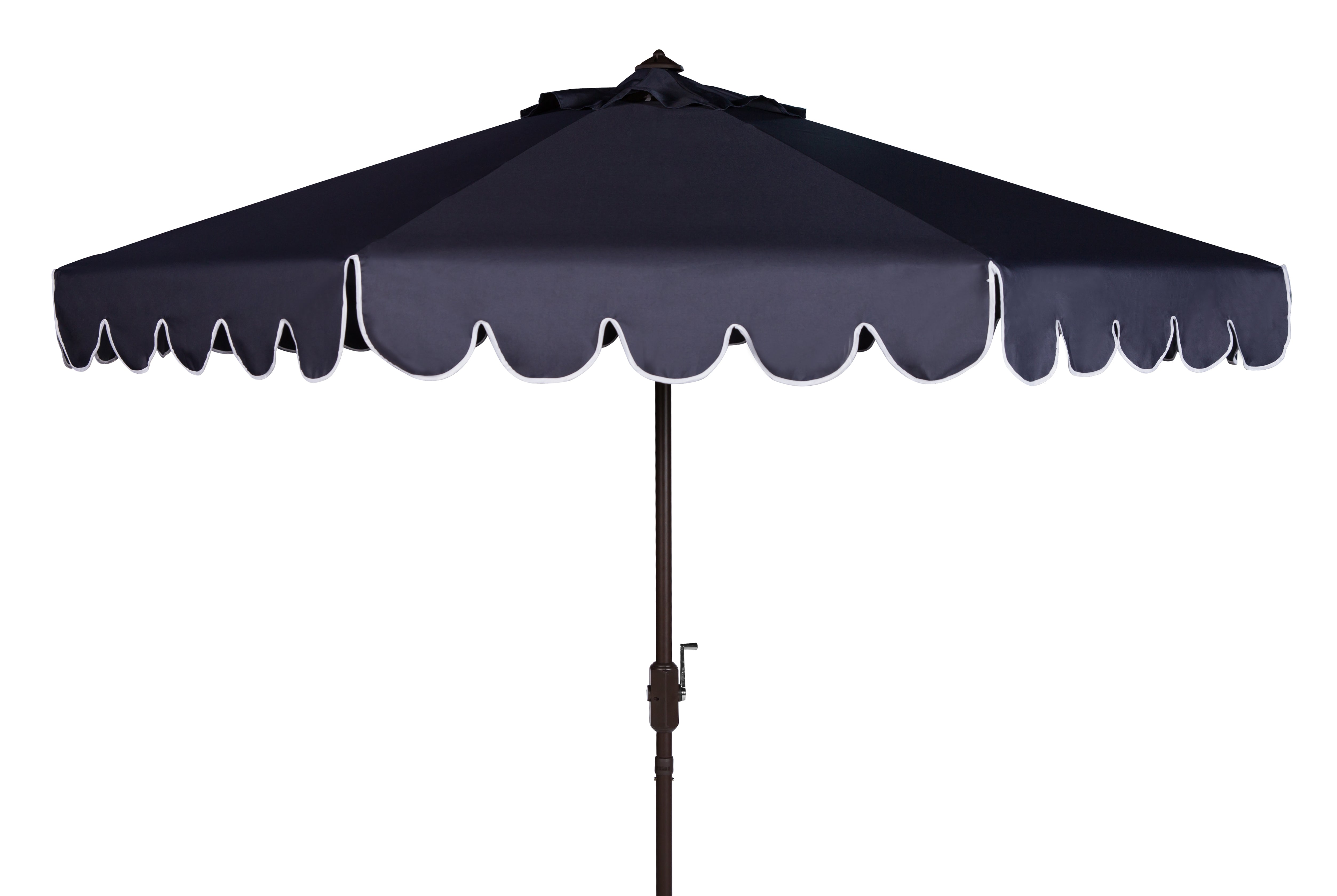 venice-single-scallop-9ft-crank-outdoor-push-button-umbrella-safavieh-pat8010-Navy / White