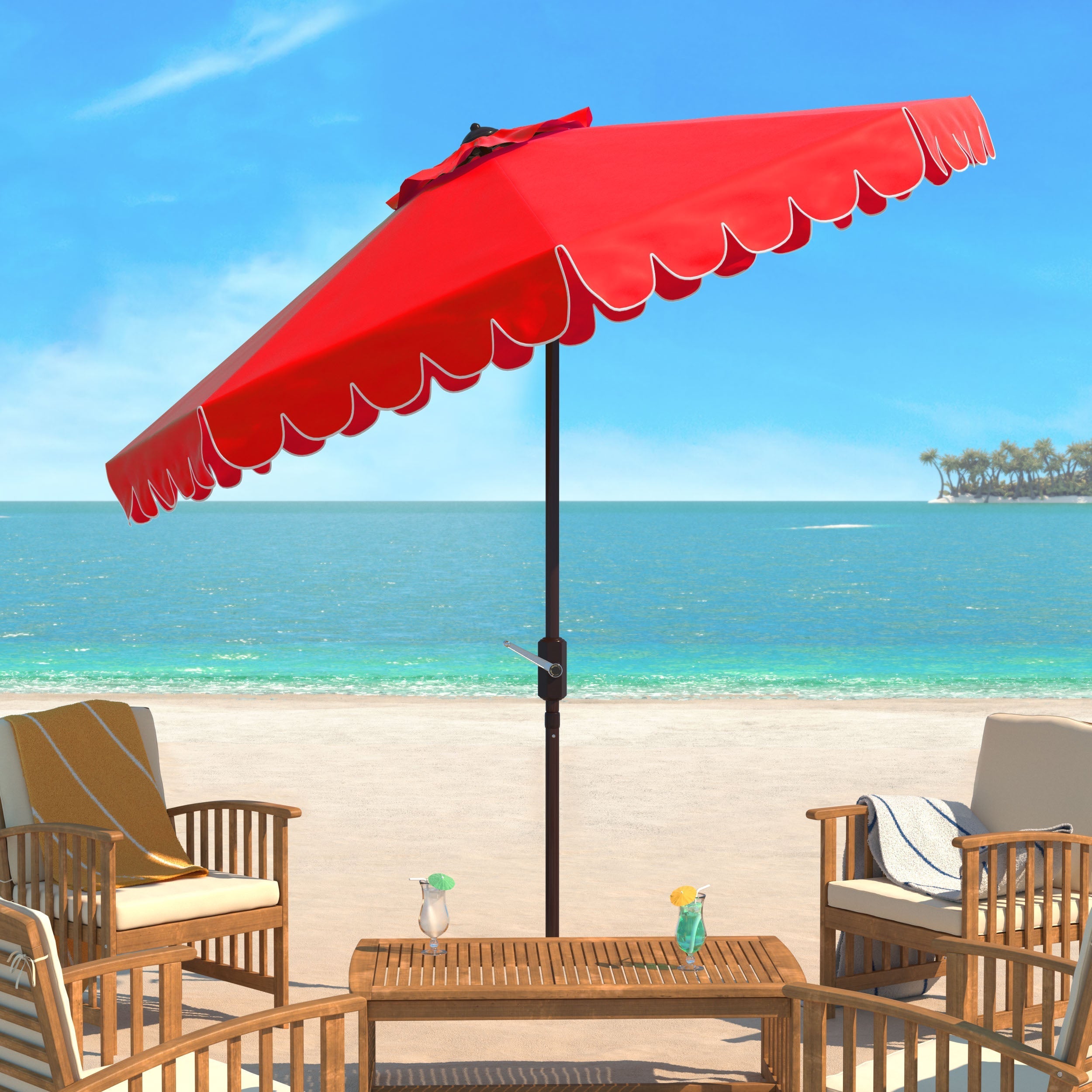 venice-single-scallop-9ft-crank-outdoor-push-button-umbrella-safavieh-pat8010-Red / White