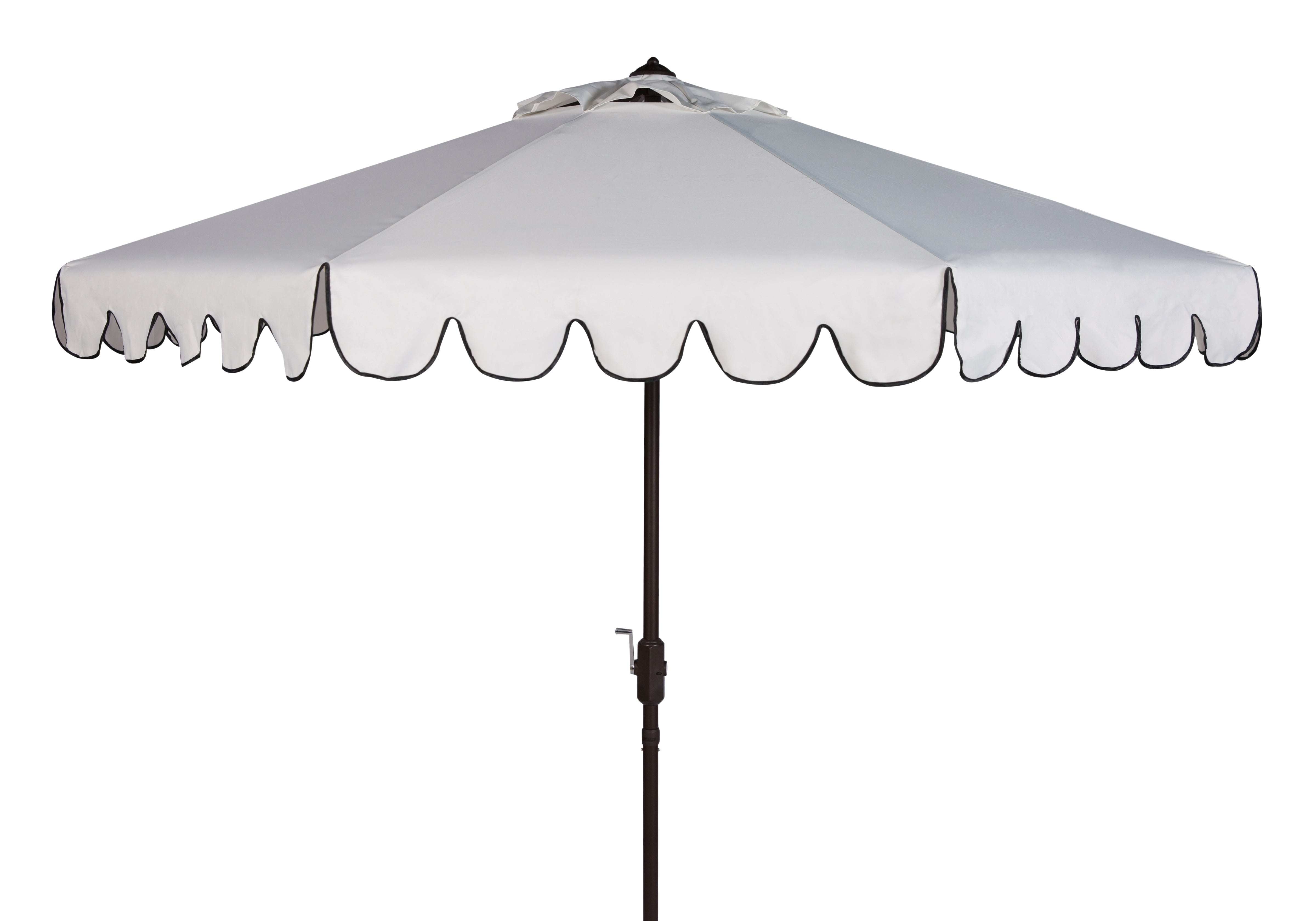 venice-single-scallop-9ft-crank-outdoor-push-button-umbrella-safavieh-pat8010-Ivory / Black