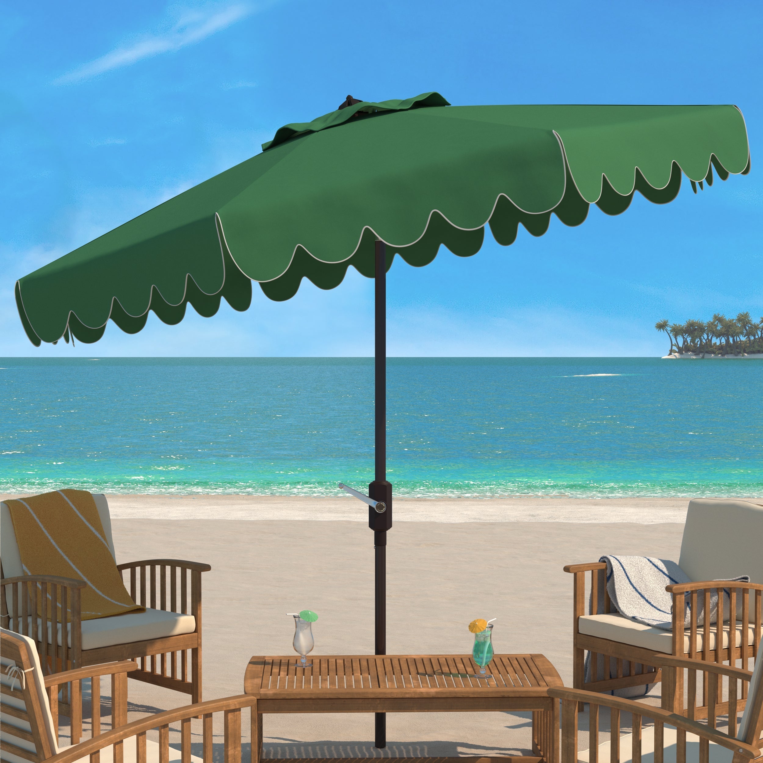 venice-single-scallop-9ft-crank-outdoor-push-button-umbrella-safavieh-pat8010-Hunter Green