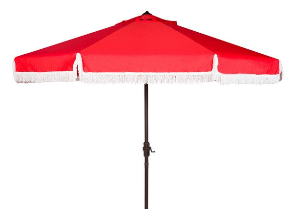 milan-fringe-11ft-rnd-crank-umbrella-safavieh-pat8108-Red / White