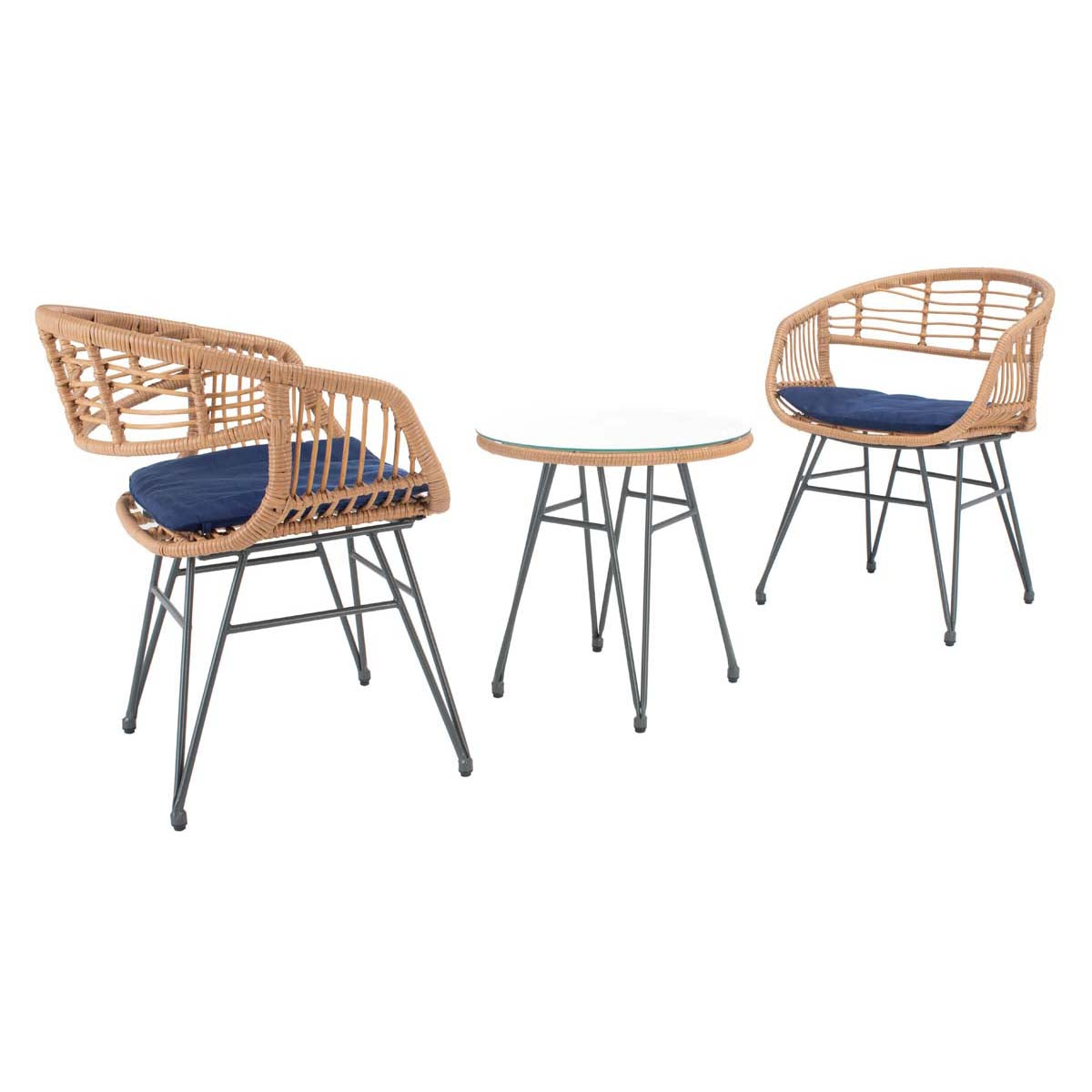 Safavieh Ferla 3Pc Lounger Set , PAT9014 - Natural / Navy