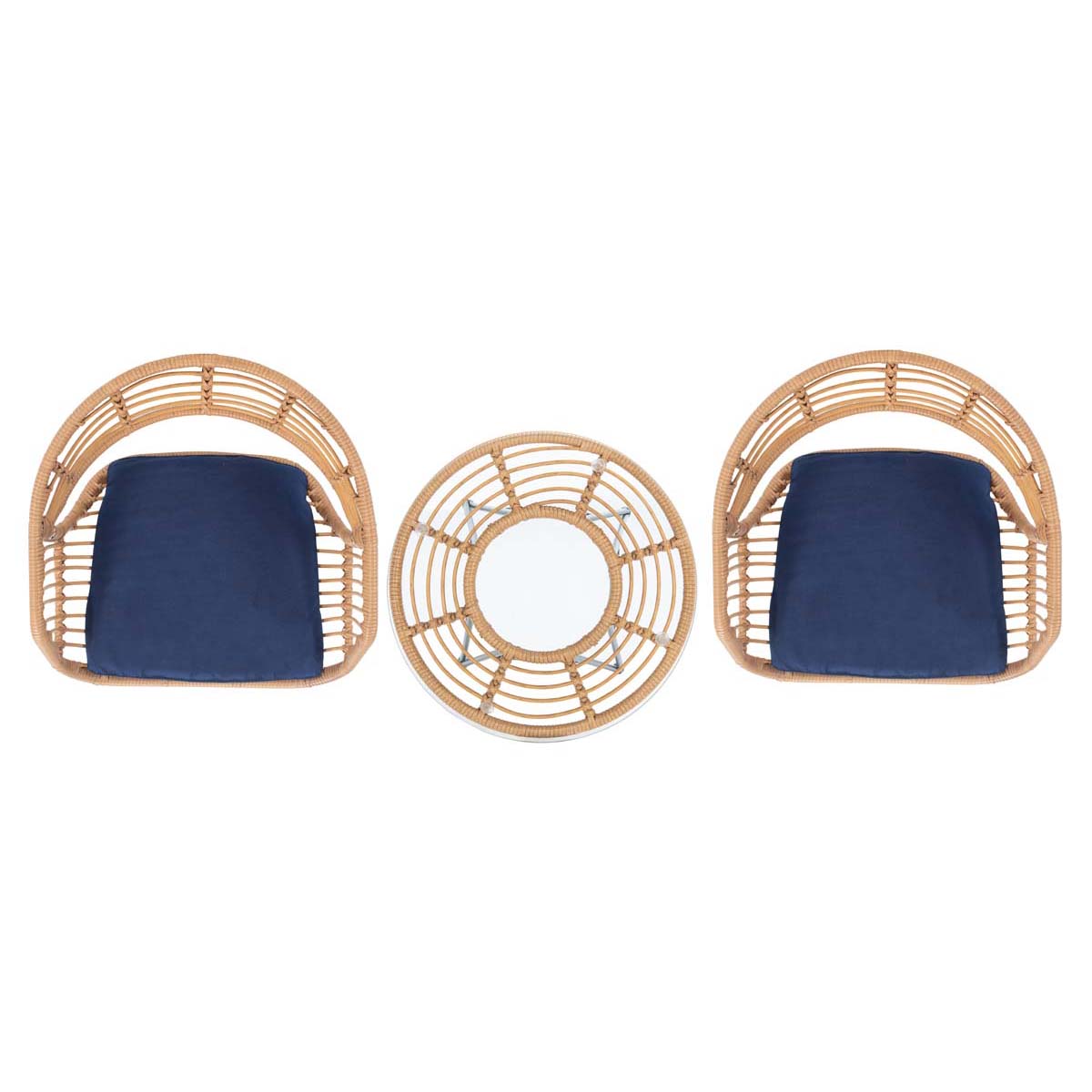 Safavieh Ferla 3Pc Lounger Set , PAT9014 - Natural / Navy