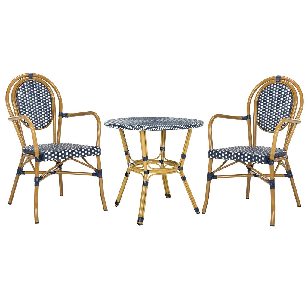 Safavieh Rosen 3 Piece Bistro Set, PAT9502 - Navy / White