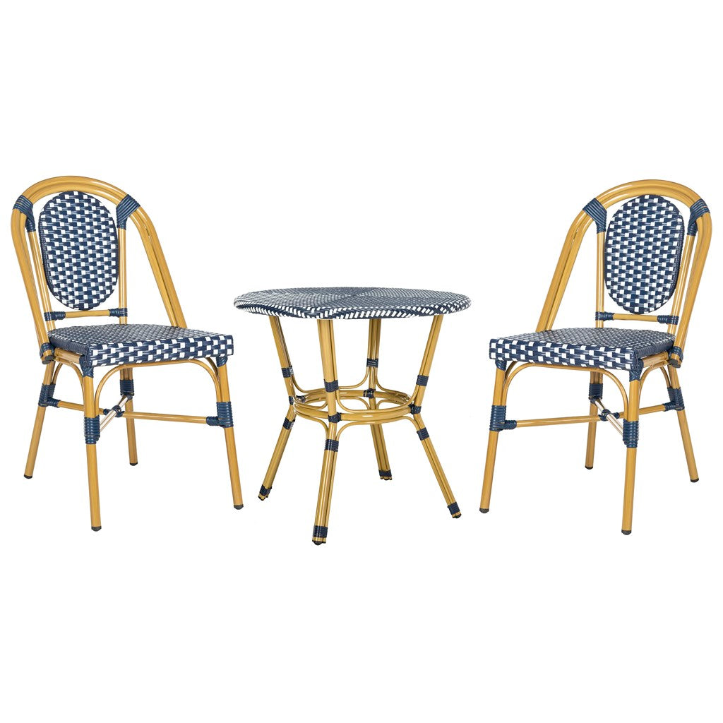 Safavieh Lenda 3 Piece Bistro Set, PAT9503 - Navy / White / Brown