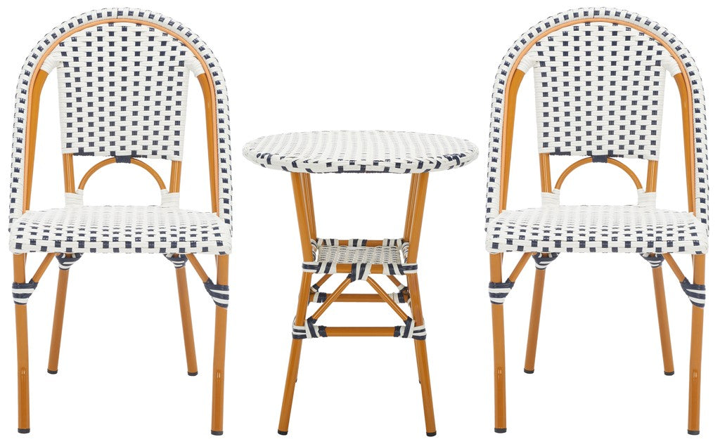 Safavieh California 3 Piece Bistro Set, PAT9505 - White / Navy