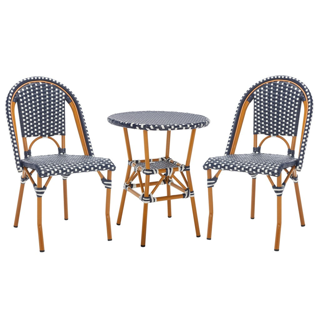 Safavieh California 3 Piece Bistro Set, PAT9505 - Navy / White