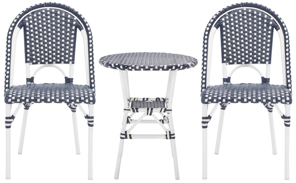 Safavieh California 3 Piece Bistro Set, PAT9505 - Navy / White / White