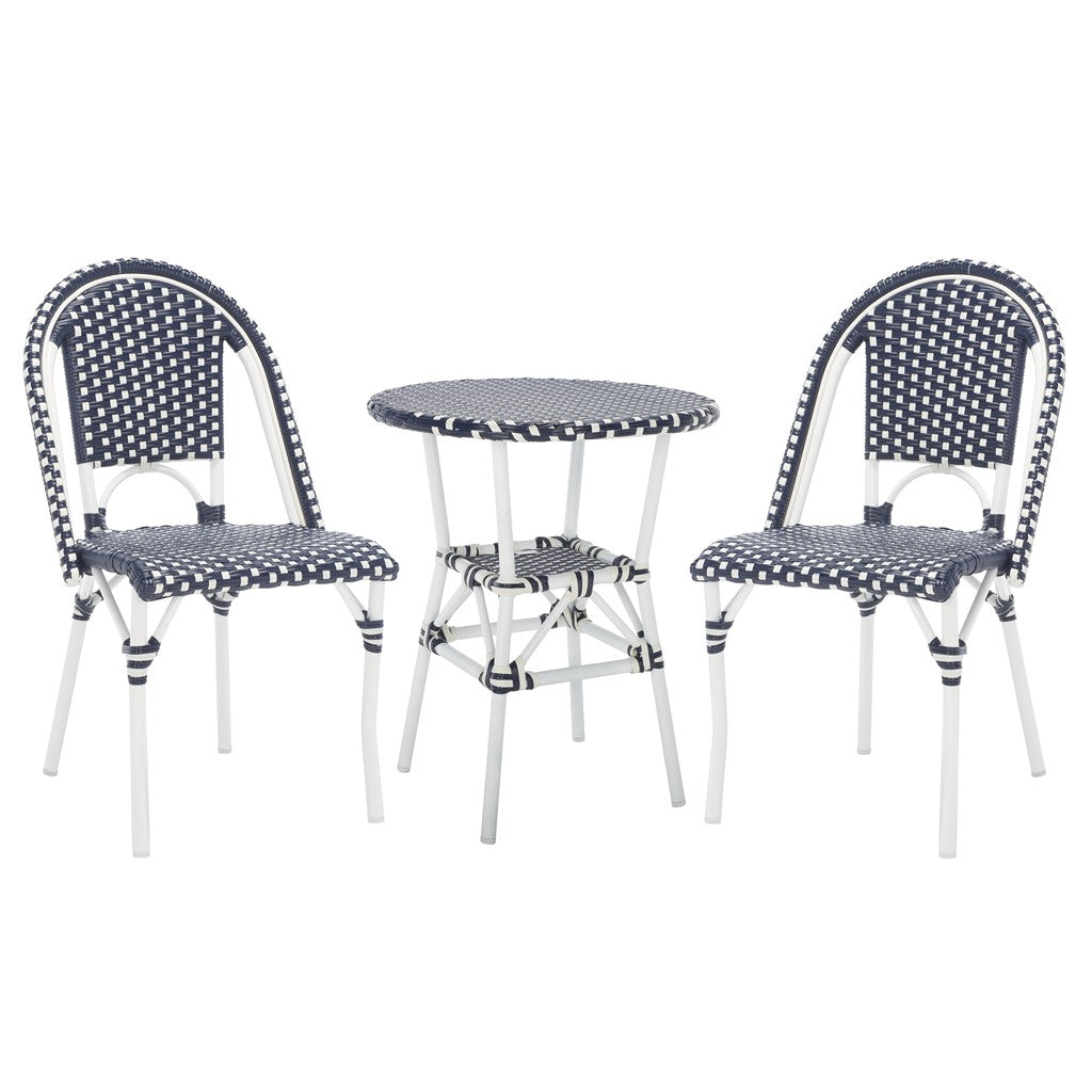 Safavieh California 3 Piece Bistro Set, PAT9505 - Navy / White / White