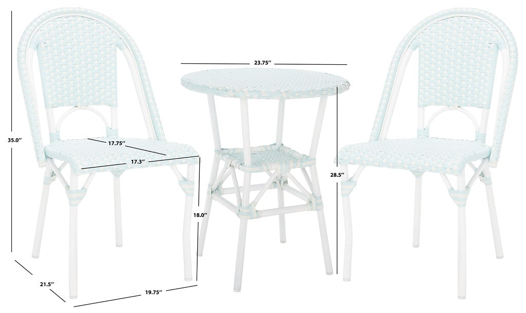 Safavieh California 3 Piece Bistro Set, PAT9505 - Baby Blue / White / White