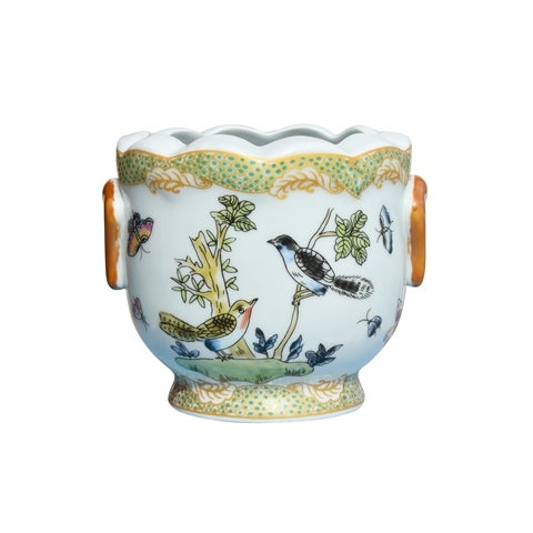 Multi Color Bird PORCELAIN CACHEPOT