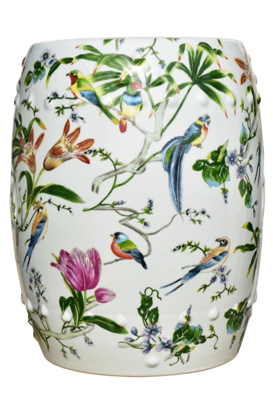 Multi Color Lilly & Bird Garden Seat