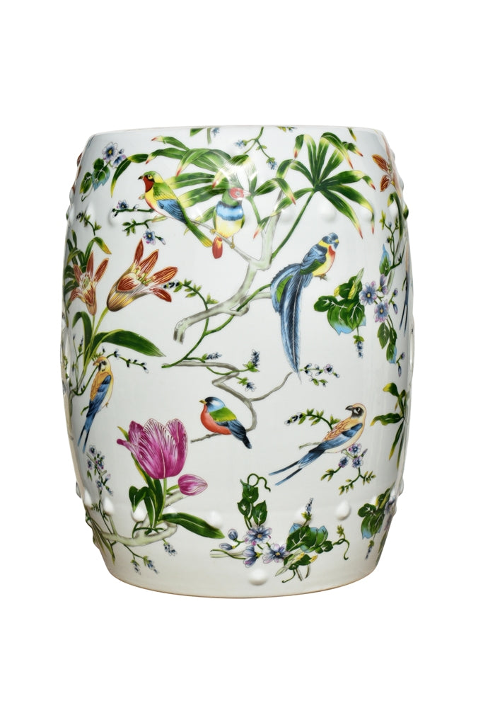 Multi Color Lilly & Bird Garden Seat